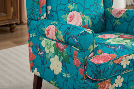 Modern Accent Chair with Retro Wood Legs - Floral HouseOfZazla