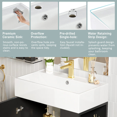 Bathroom Vanity, Combo Cabinet, Bathroom Storage Cabinet, Single Ceramic Sink HouseOfZazla