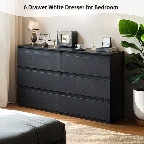 6 Drawer Dresser With Spacious Countertop And Concealed Handles HouseOfZazla