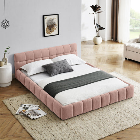 Modern Platform Bed Frame With Thick Fabric HouseOfZazla