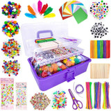 1405 Pcs Art and Craft Supplies for Kids, Toddler DIY Craft Art Supply Set Included Pipe Cleaners, Pom Poms, Feather WoodArtSupply
