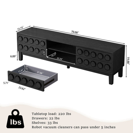 Media Console With 4 Drawers And Cable Management HouseOfZazla