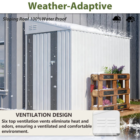 White 4' x 7' Lean-To Storage Shed HouseOfZazla