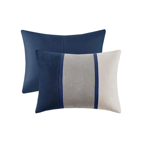 7 Piece Faux Suede Comforter Set Blue Queen HouseOfZazla