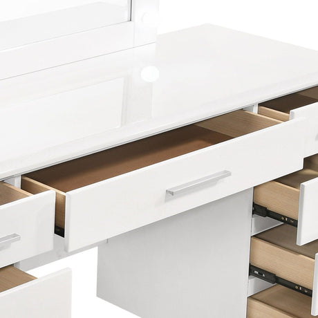 Sarah - 9 Drawer Vanity Desk With Mirror Set - White HouseOfZazla