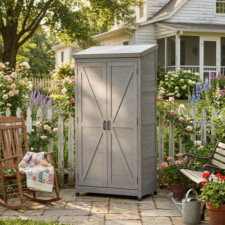 Outdoor Storage Shed With Vertical Tool Cabinet For Backyard HouseOfZazla