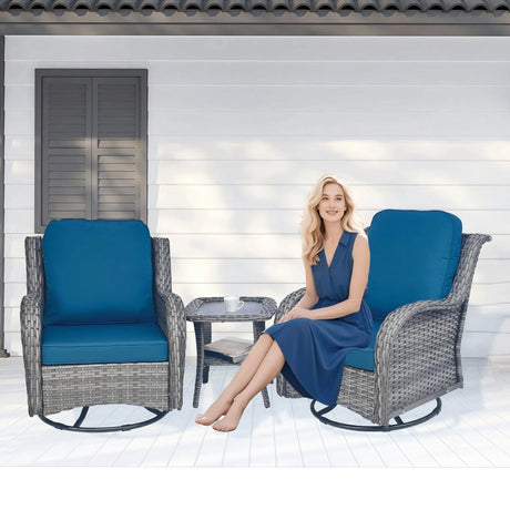 Wicker Patio Furniture Set - 3 Piece Rattan Outdoor Sectional Conversation Set HouseOfZazla
