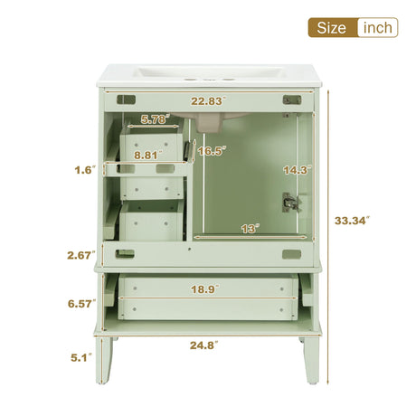 Bathroom Vanity, Modern Bathroom Cabinet With Sink Combo Set, Bathroom Storage Cabinet With A Soft Closing Door And 3 Drawers, Solid Wood Frame HouseOfZazla