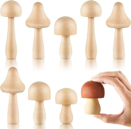 15 Unfinished Wooden Mushroom Natural Unpainted for Arts and Crafts Projects Decoration DIY Paint Color WoodArtSupply