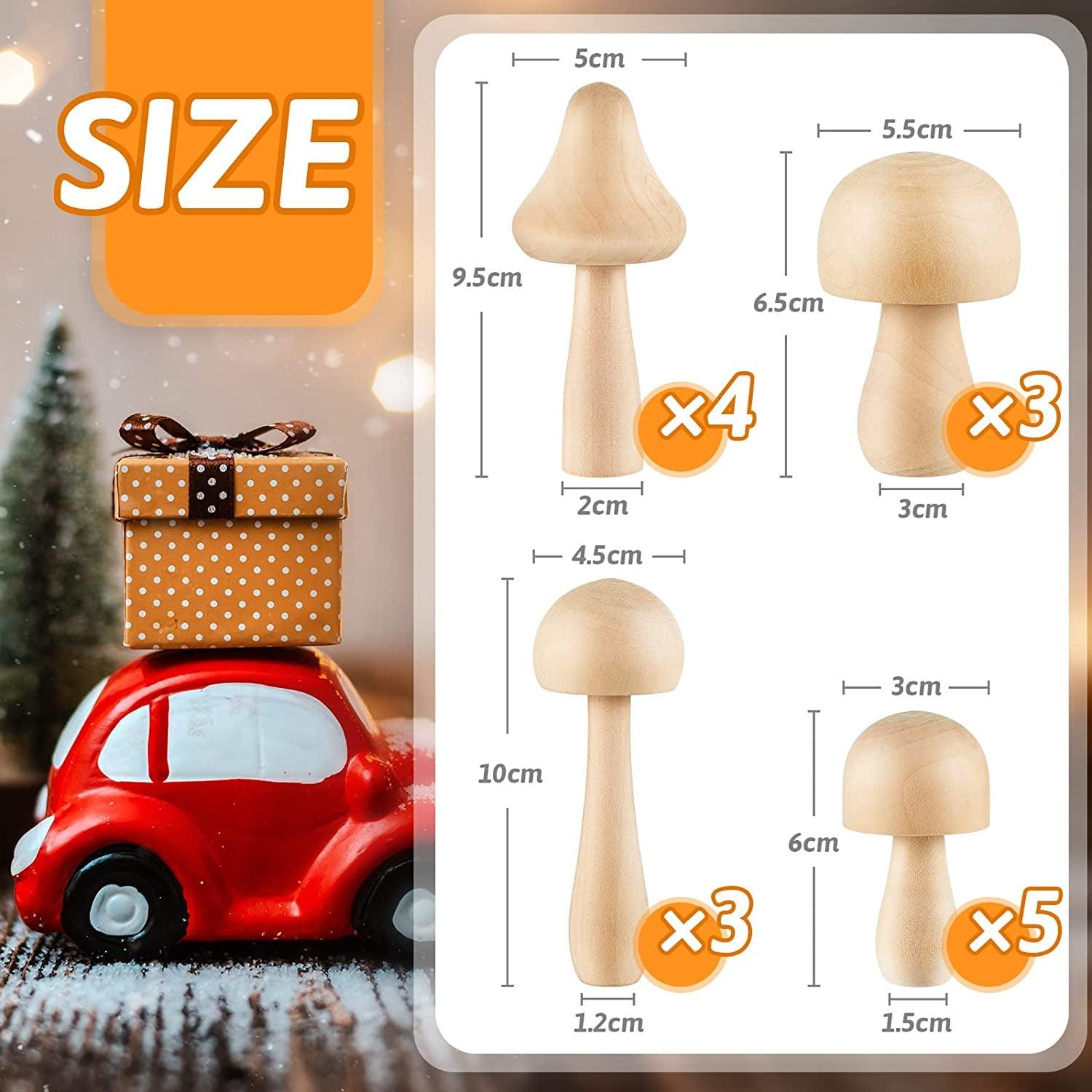 15 Unfinished Wooden Mushroom Natural Unpainted for Arts and Crafts Projects Decoration DIY Paint Color - WoodArtSupply
