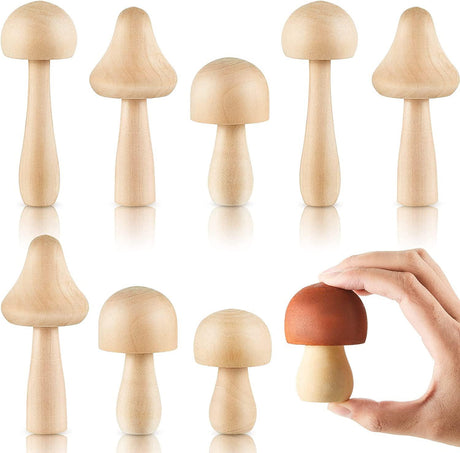15 Unfinished Wooden Mushroom Natural Unpainted for Arts and Crafts Projects Decoration DIY Paint Color WoodArtSupply