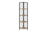 4-Tier Corner Bookshelf with Marble Look and Metal Frame