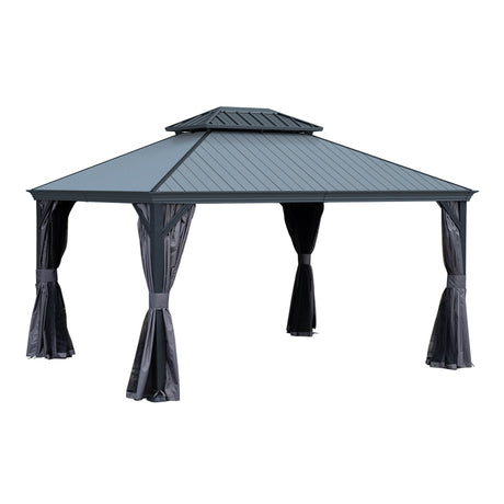 12'x14' Hardtop Gazebo with Resin Roof and Drainage Gutters HouseOfZazla