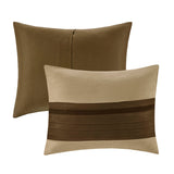 7 Piece Faux Suede Comforter Set Natural Queen