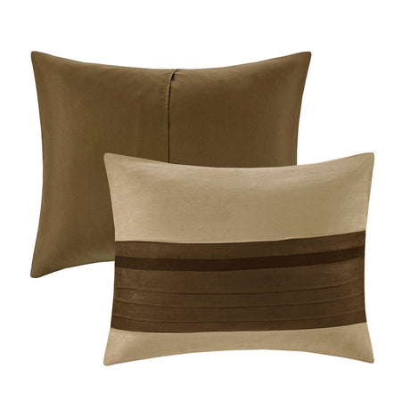 7 Piece Faux Suede Comforter Set Natural Queen HouseOfZazla