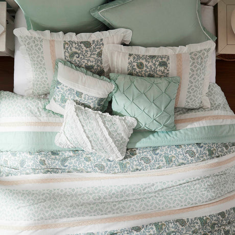 9 Piece Cotton Percale Comforter Set Aqua HouseOfZazla