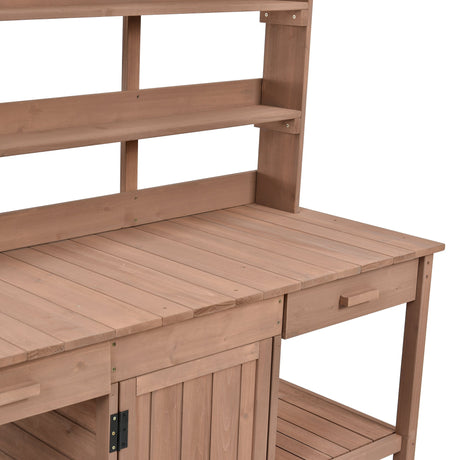 TOPMAX 66" Large Outdoor Farmhouse Wooden Potting Bench Table HouseOfZazla