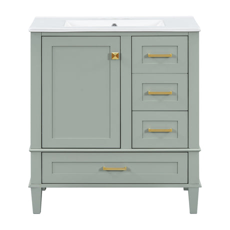 Bathroom Vanity, Modern Bathroom Cabinet With Sink Combo Set, Bathroom Storage Cabinet With A Soft Closing Door And 3 Drawers, Solid Wood Frame HouseOfZazla