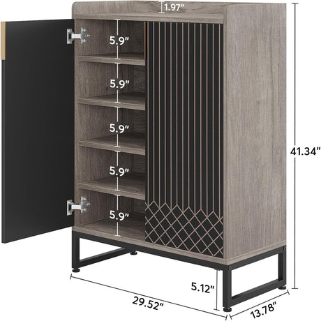 5 Tiers Shoe Storage Organizer With Doors HouseOfZazla