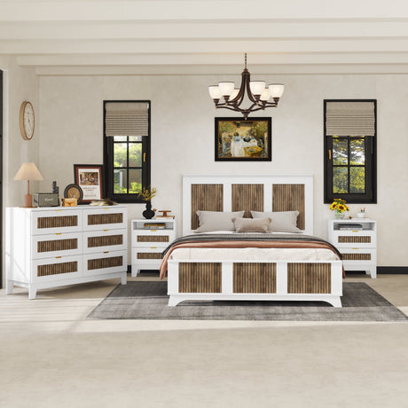 4-Pieces Bedroom Sets, Queen Size Farmhouse Platform Bed with Storage HouseOfZazla