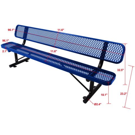 6' Outdoor Steel Bench With Backrest HouseOfZazla