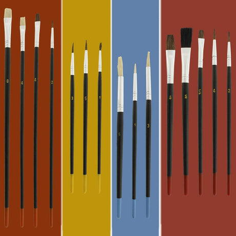 15pc Multi-Purpose Artist Paint Brush Set Pony round and Flat Bristles Canvas, Paper, Wood Watercolor, Acrylic, Oil WoodArtSupply