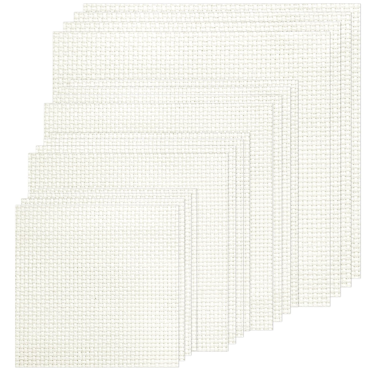 16 PCS Aida Cloth 14 Count Cross Stitch Fabric, 4 Different Sizes 5.9 to 11.8inch, Pre-Cut Squares Fabric for Craft Embroidery, Handmade Needlework, DIY Handicrafts (Beige) Nitelemn