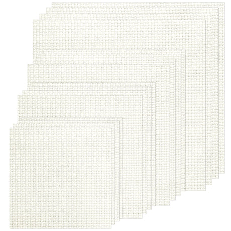 16 PCS Aida Cloth 14 Count Cross Stitch Fabric, 4 Different Sizes 5.9 to 11.8inch, Pre-Cut Squares Fabric for Craft Embroidery, Handmade Needlework, DIY Handicrafts (Beige) Nitelemn