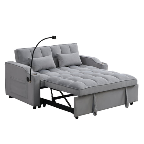 Modern Velvet Loveseat Futon Sofa Couch with Pullout Bed HouseOfZazla