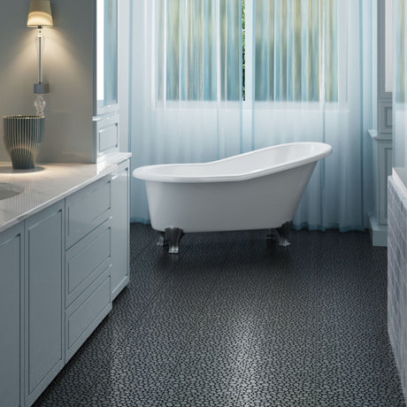 Interlocking Deck Tiles Plastic Waterproof Outdoor All Weather Anti-Slip Bathroom Shower Balcony Porch Strong Weight Capacity Upto 440 Lbs, Pebble Stone Pattern HouseOfZazla