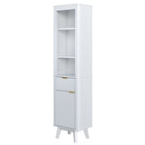 Tall Bathroom Storage Cabinet With Adjustable Shelves And 1 Drawer & Door