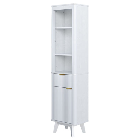 Tall Bathroom Storage Cabinet With Adjustable Shelves And 1 Drawer & Door HouseOfZazla