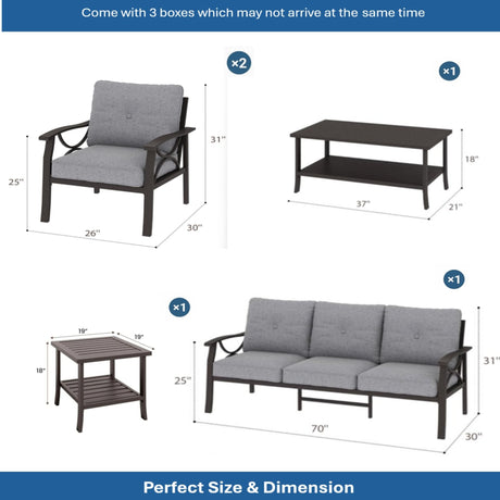 Patio Furniture Set with Coffee Table and Cushions for Backyard HouseOfZazla