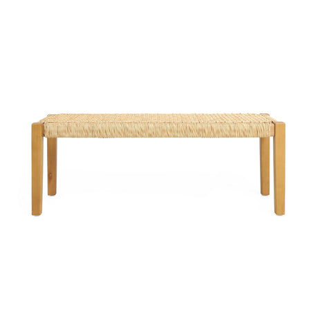 Angie Bench Outdoor Seating Acacia Wood Faux Rattan - Teak HouseOfZazla
