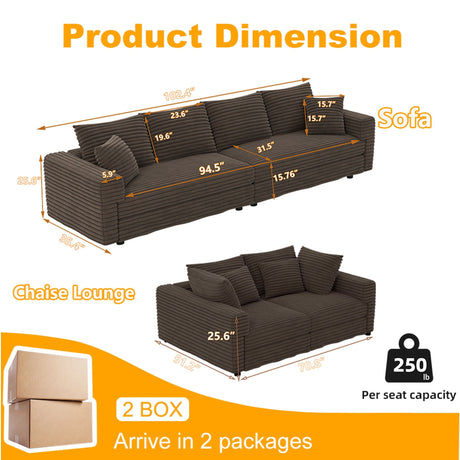 4 Seat Sofa, Deep Seat Couches With Soft Pillows HouseOfZazla