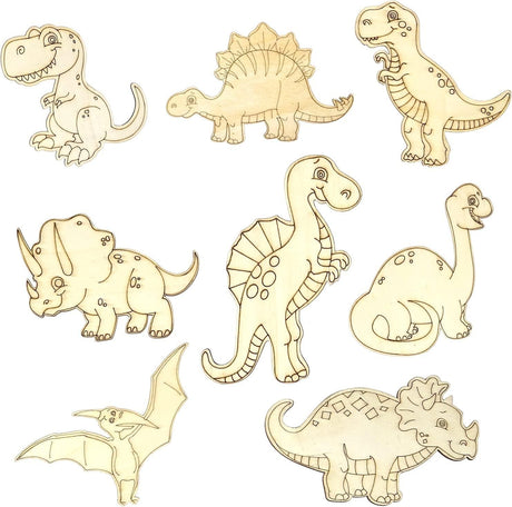 16PCS Unfinished Wood Cutouts Wooden Dinosaur Animal Cutouts Paint Crafts for Home Decor DIY Craft Art Project (8 Style) WoodArtSupply