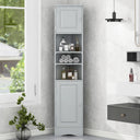 Multi-Functional Corner Cabinet Tall Bathroom Storage Cabinet with Two Doors and Adjustable Shelves, Open Shelf HouseOfZazla