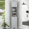 Multi-Functional Corner Cabinet Tall Bathroom Storage Cabinet with Two Doors and Adjustable Shelves, Open Shelf HouseOfZazla