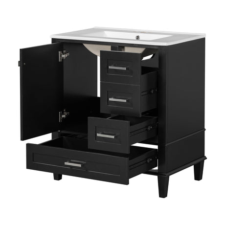 Bathroom Vanity, Modern Bathroom Cabinet With Sink Combo Set, Bathroom Storage Cabinet With A Soft Closing Door And 3 Drawers, Solid Wood Frame HouseOfZazla