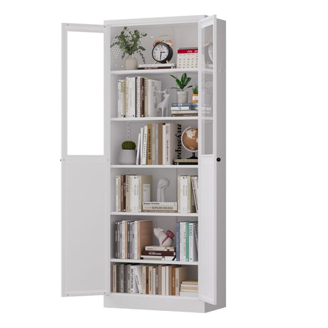 Tall Metal Kitchen Pantry Cabinet With Adjustable Shelves And Silent Magnetic Doors - White HouseOfZazla