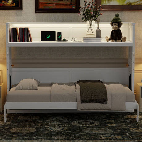Murphy Bed With Desk, LED Light And USB Charging Station HouseOfZazla