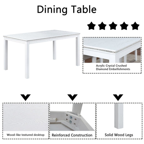 Dining Table Set With Crystal Decoration And Upholstered Chairs HouseOfZazla