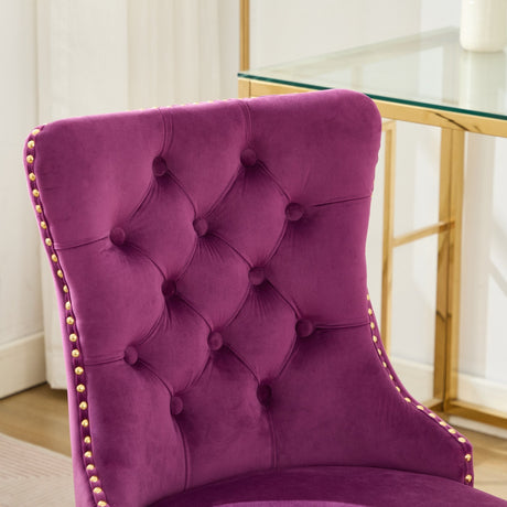 Office Chair Modern Velvet Upholstered Tufted Button (Purple) HouseOfZazla