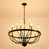 15-Light Industrial Iron Candle Chandelier Modern Farmhouse Pendant Light