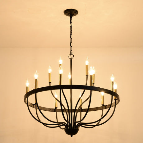 15-Light Industrial Iron Candle Chandelier Modern Farmhouse Pendant Light HouseOfZazla