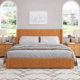 Solid Wood Platform Bed Frame with Headboard, King Size