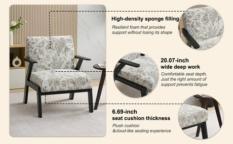 Mid-Century Modern Lounge Armchair - Seat Cushion (Beige + Grey) HouseOfZazla