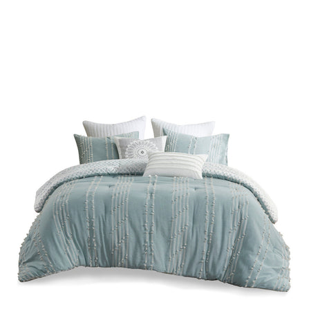 3 Piece Cotton Jacquard Comforter Set Aqua Full/Queen HouseOfZazla