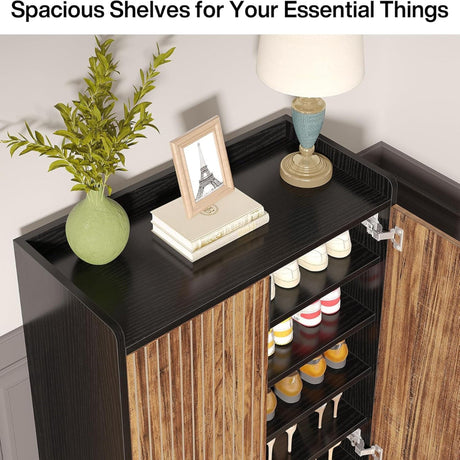 5 Tier Shoe Cabinet With Doors, Compact Entryway Storage Organizer HouseOfZazla