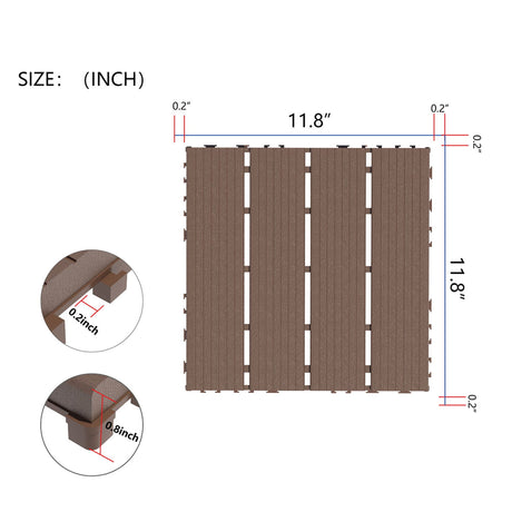 Interlocking Plastic Deck Tiles, Waterproof Outdoor / Indoor Patio Flooring HouseOfZazla
